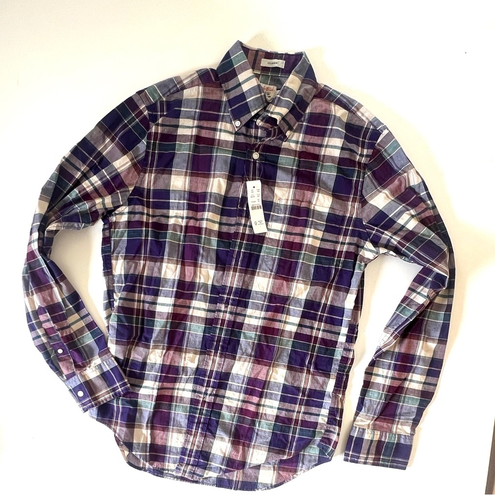 NWT madras plaid button down